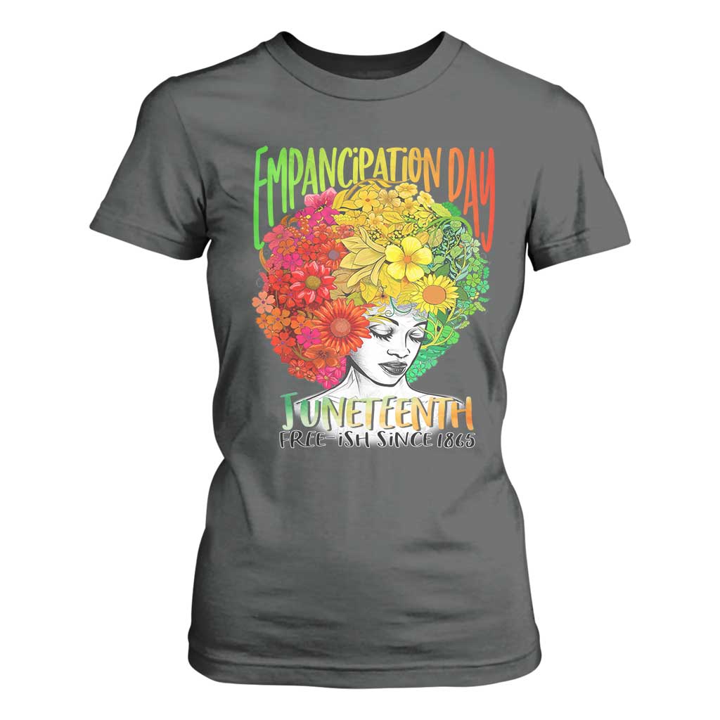 Freeish Since 1865 Juneteenth T Shirt For Women Freedom Day African American June 19th Black Women Floral Hair TS01 Dark Heather Print Your Wear