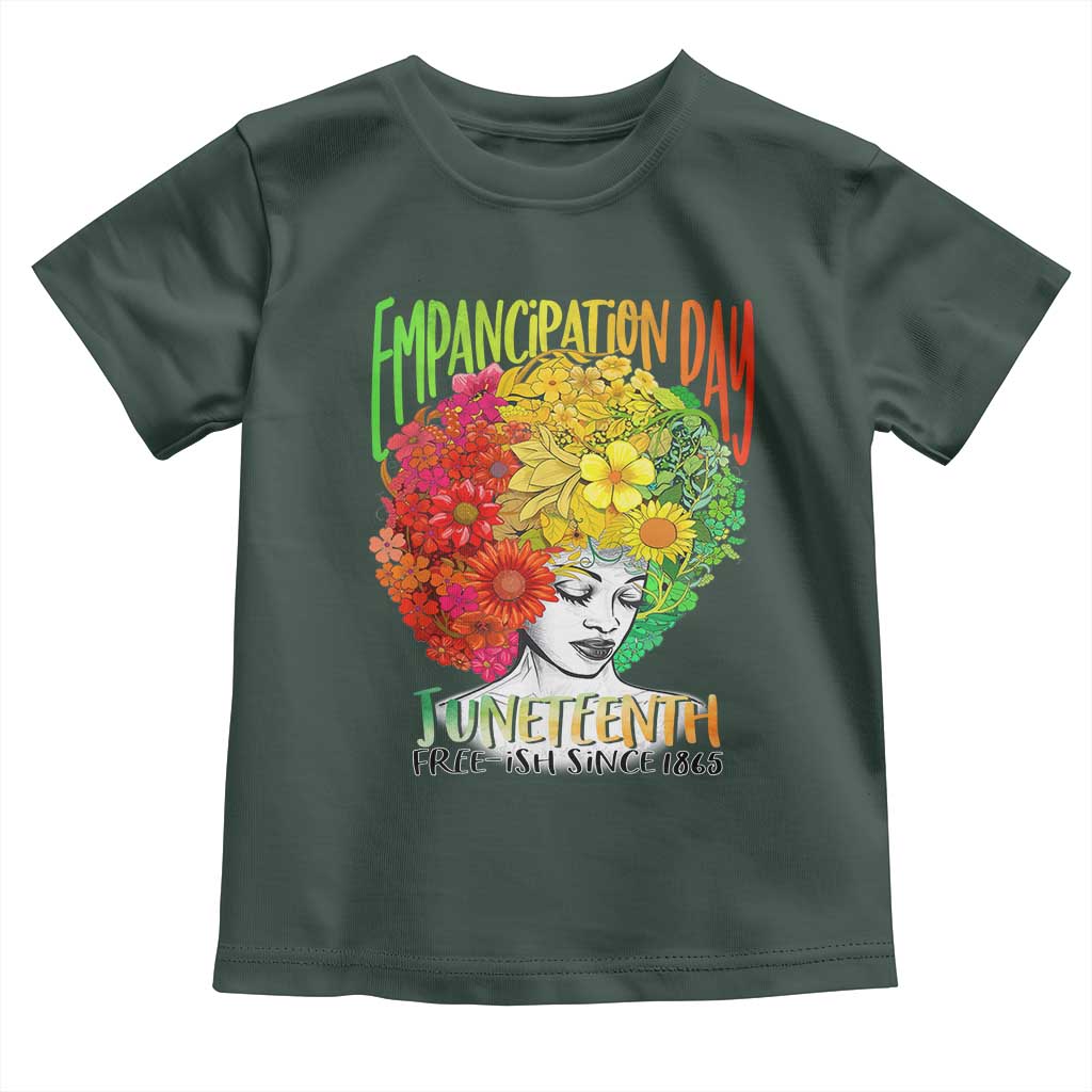 Freeish Since 1865 Juneteenth Toddler T Shirt Freedom Day African American June 19th Black Women Floral Hair TS01 Dark Forest Green Print Your Wear