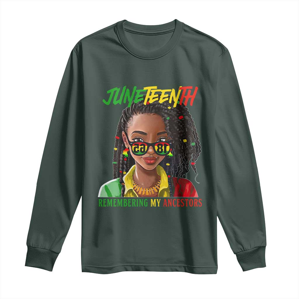 Black Prince Juneteenth 1865 Long Sleeve Shirt Loc'd Hair Remembering My Ancestor for Women TS01 Dark Forest Green Print Your Wear