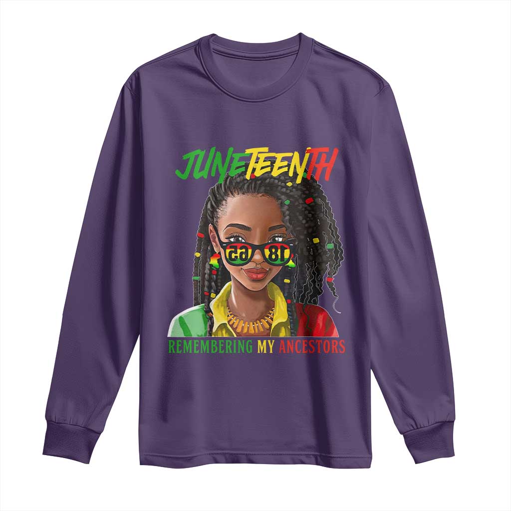 Black Prince Juneteenth 1865 Long Sleeve Shirt Loc'd Hair Remembering My Ancestor for Women TS01 Purple Print Your Wear