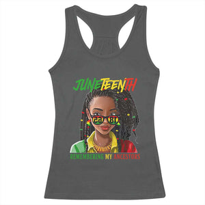 Black Prince Juneteenth 1865 Racerback Tank Top Loc'd Hair Remembering My Ancestor for Women TS01 Dark Heather Print Your Wear
