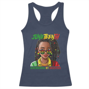 Black Prince Juneteenth 1865 Racerback Tank Top Loc'd Hair Remembering My Ancestor for Women TS01 Navy Print Your Wear