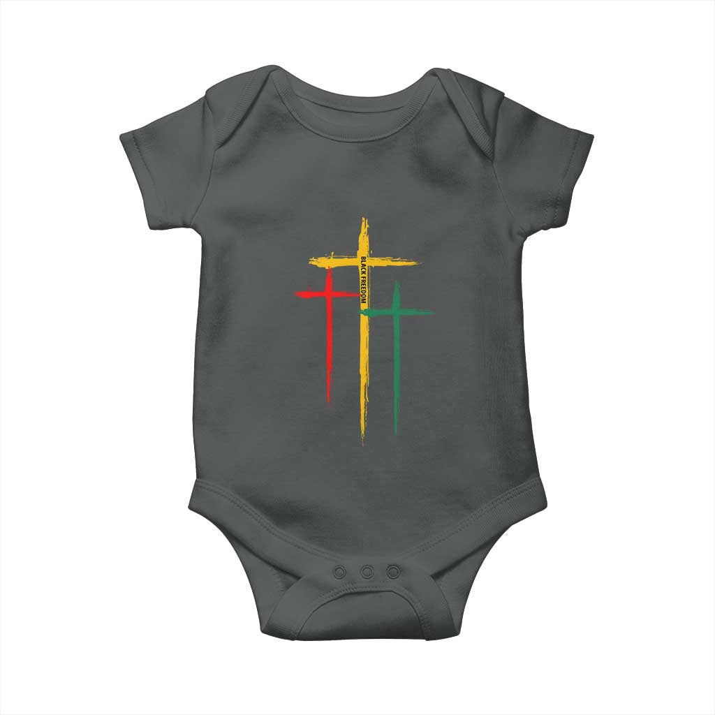 Christian Cross Juneteenth Baby Onesie African Black Freedom Day 1865 TS01 Dark Heather Print Your Wear