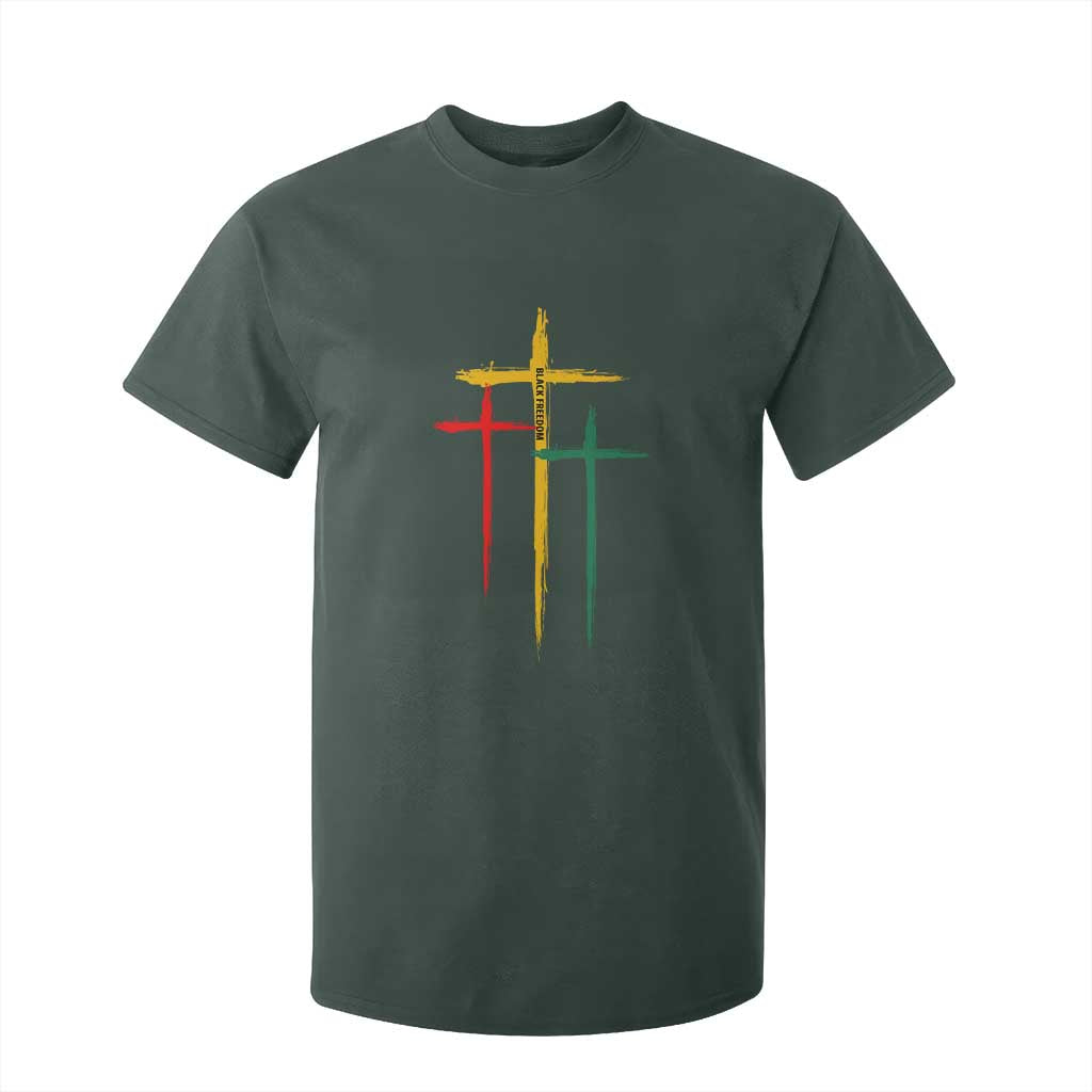 Christian Cross Juneteenth T Shirt For Kid African Black Freedom Day 1865 TS01 Dark Forest Green Print Your Wear