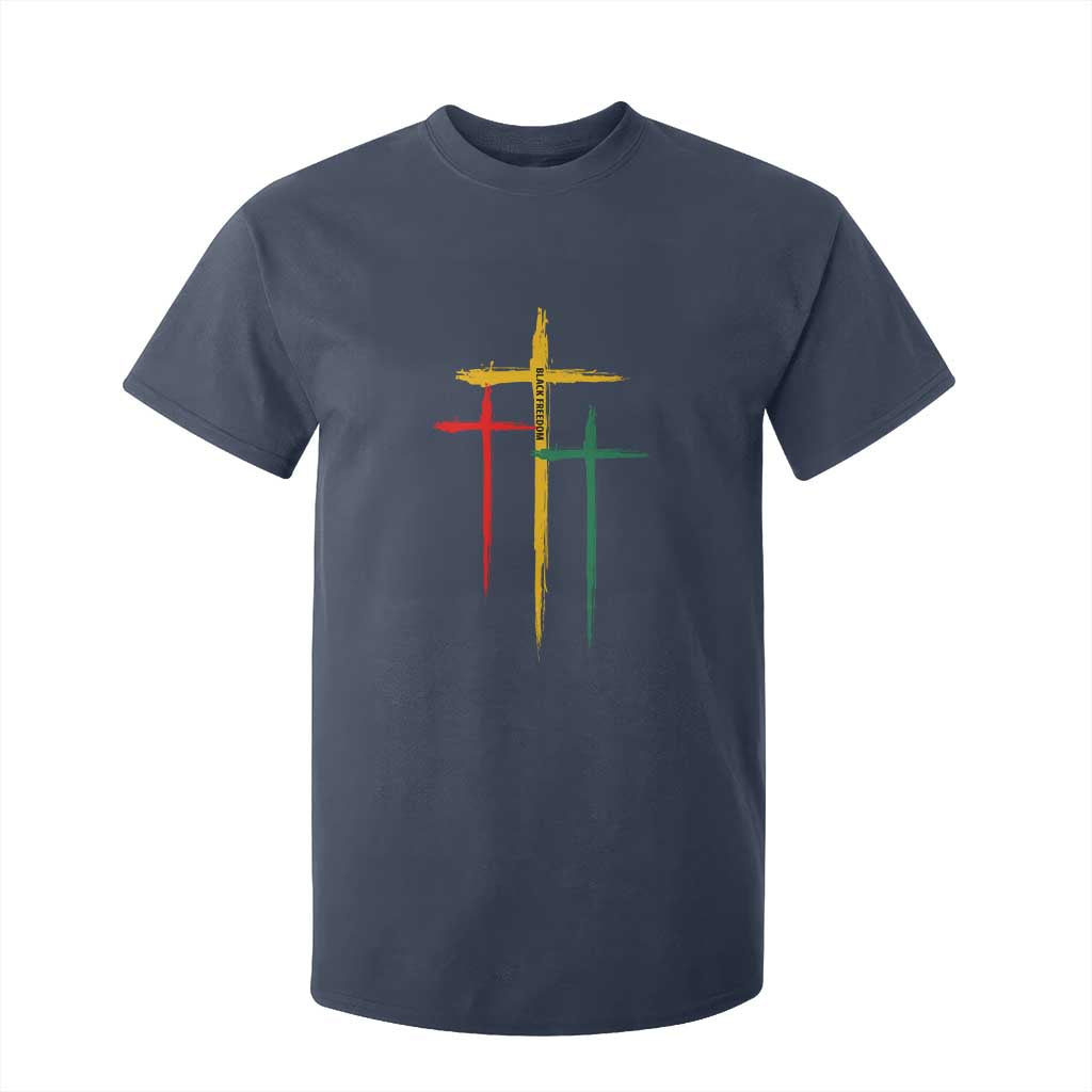 Christian Cross Juneteenth T Shirt For Kid African Black Freedom Day 1865 TS01 Navy Print Your Wear