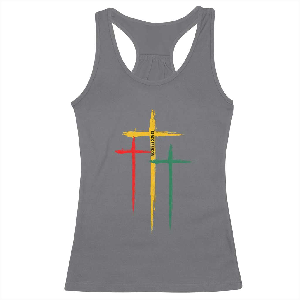Christian Cross Juneteenth Racerback Tank Top African Black Freedom Day 1865 TS01 Charcoal Print Your Wear