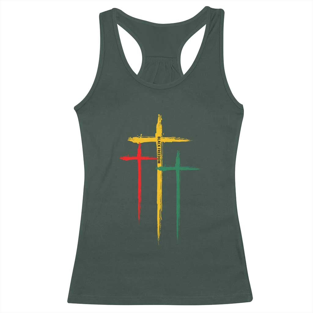 Christian Cross Juneteenth Racerback Tank Top African Black Freedom Day 1865 TS01 Dark Forest Green Print Your Wear