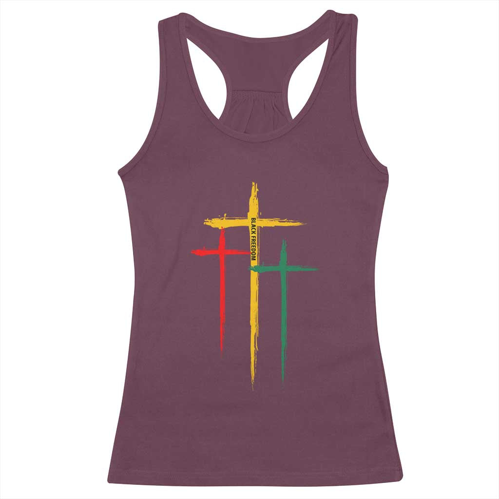 Christian Cross Juneteenth Racerback Tank Top African Black Freedom Day 1865 TS01 Maroon Print Your Wear
