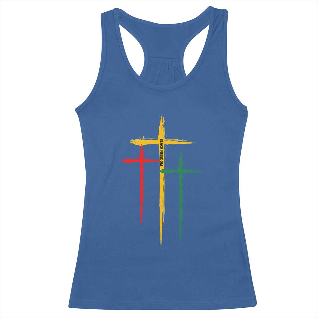 Christian Cross Juneteenth Racerback Tank Top African Black Freedom Day 1865 TS01 Royal Blue Print Your Wear