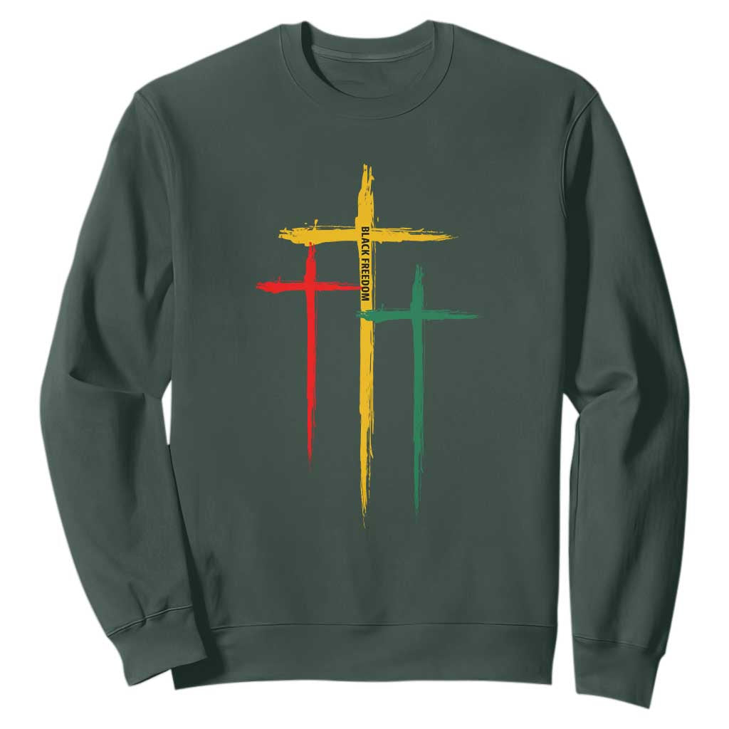 Cross Christian Juneteenth Sweatshirt African Black Freedom Day 1865 TS01 Dark Forest Green Printyourwear