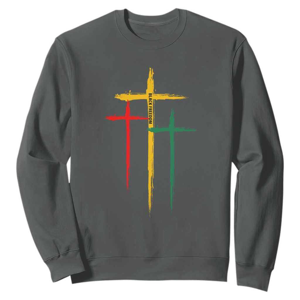 Cross Christian Juneteenth Sweatshirt African Black Freedom Day 1865 TS01 Dark Heather Printyourwear