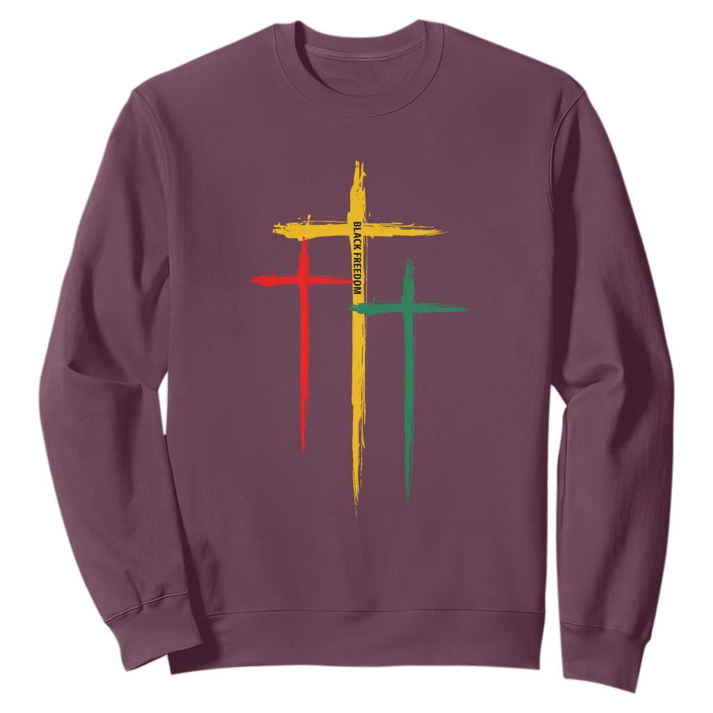 Cross Christian Juneteenth Sweatshirt African Black Freedom Day 1865 TS01 Maroon Printyourwear