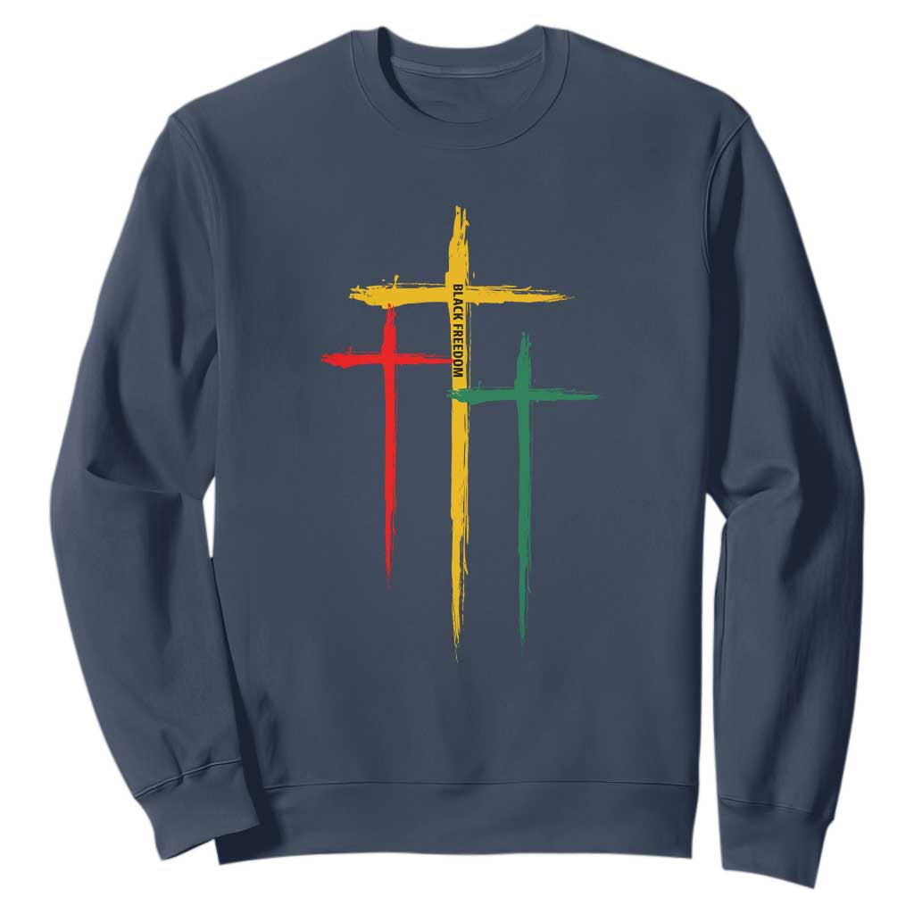 Cross Christian Juneteenth Sweatshirt African Black Freedom Day 1865 TS01 Navy Printyourwear
