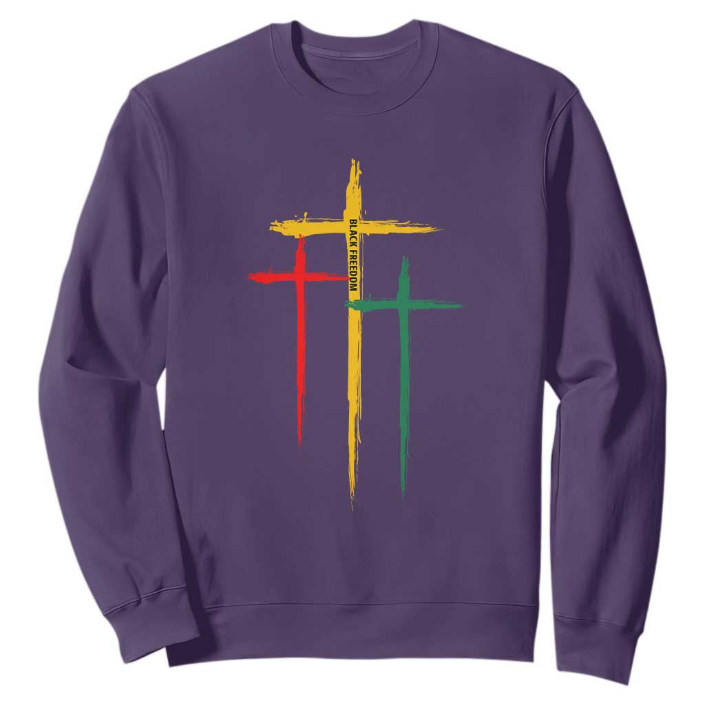 Cross Christian Juneteenth Sweatshirt African Black Freedom Day 1865 TS01 Purple Printyourwear