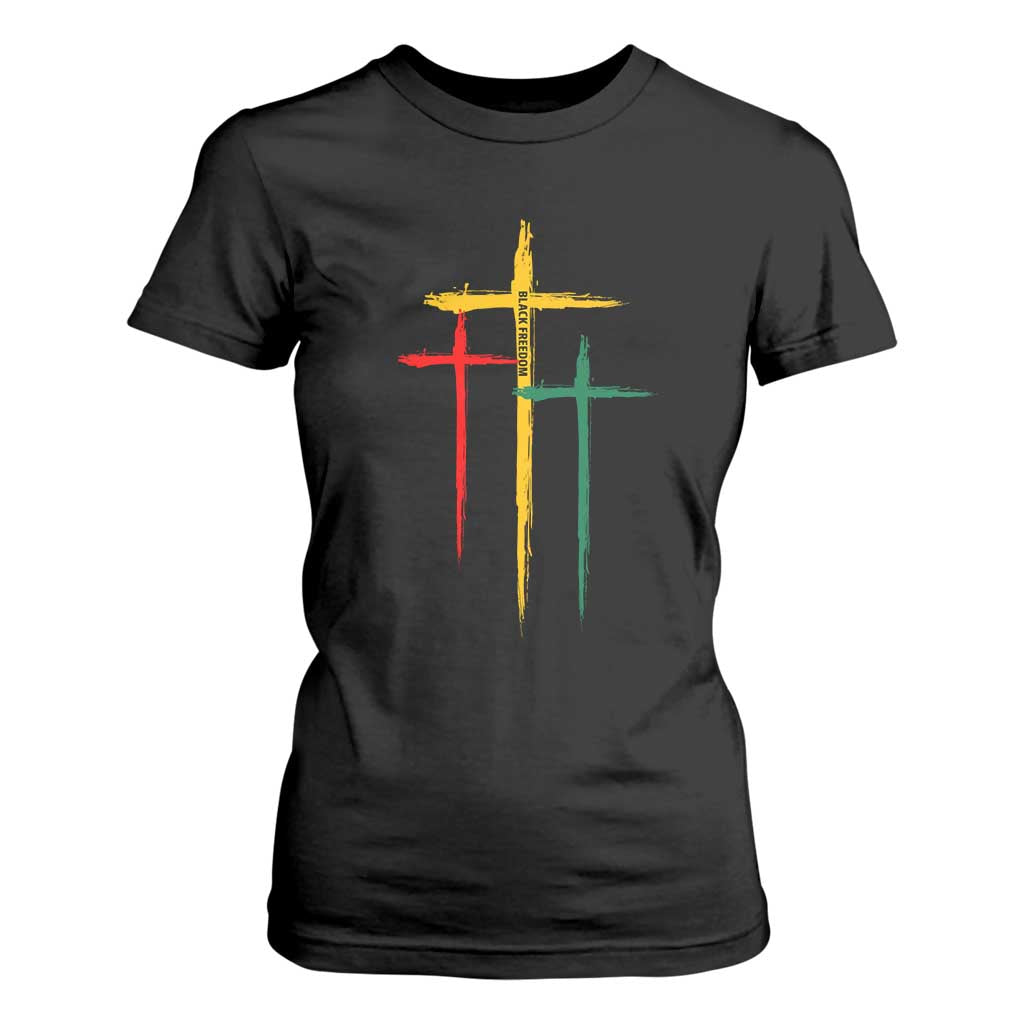 Christian Cross Juneteenth T Shirt For Women African Black Freedom Day 1865 TS01 Black Print Your Wear