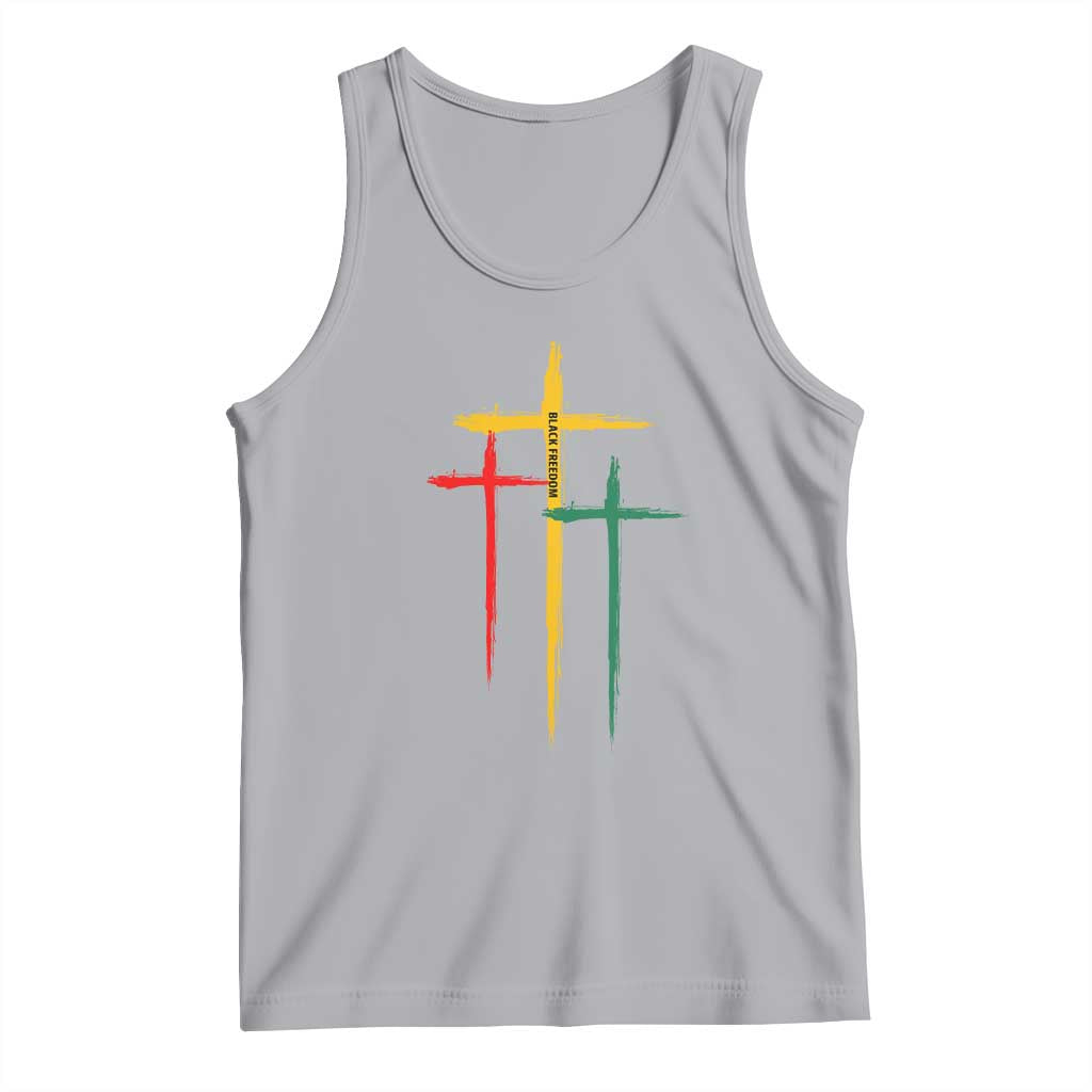 Christian Cross Juneteenth Tank Top African Black Freedom Day 1865 TS01 Athletic Heather Print Your Wear