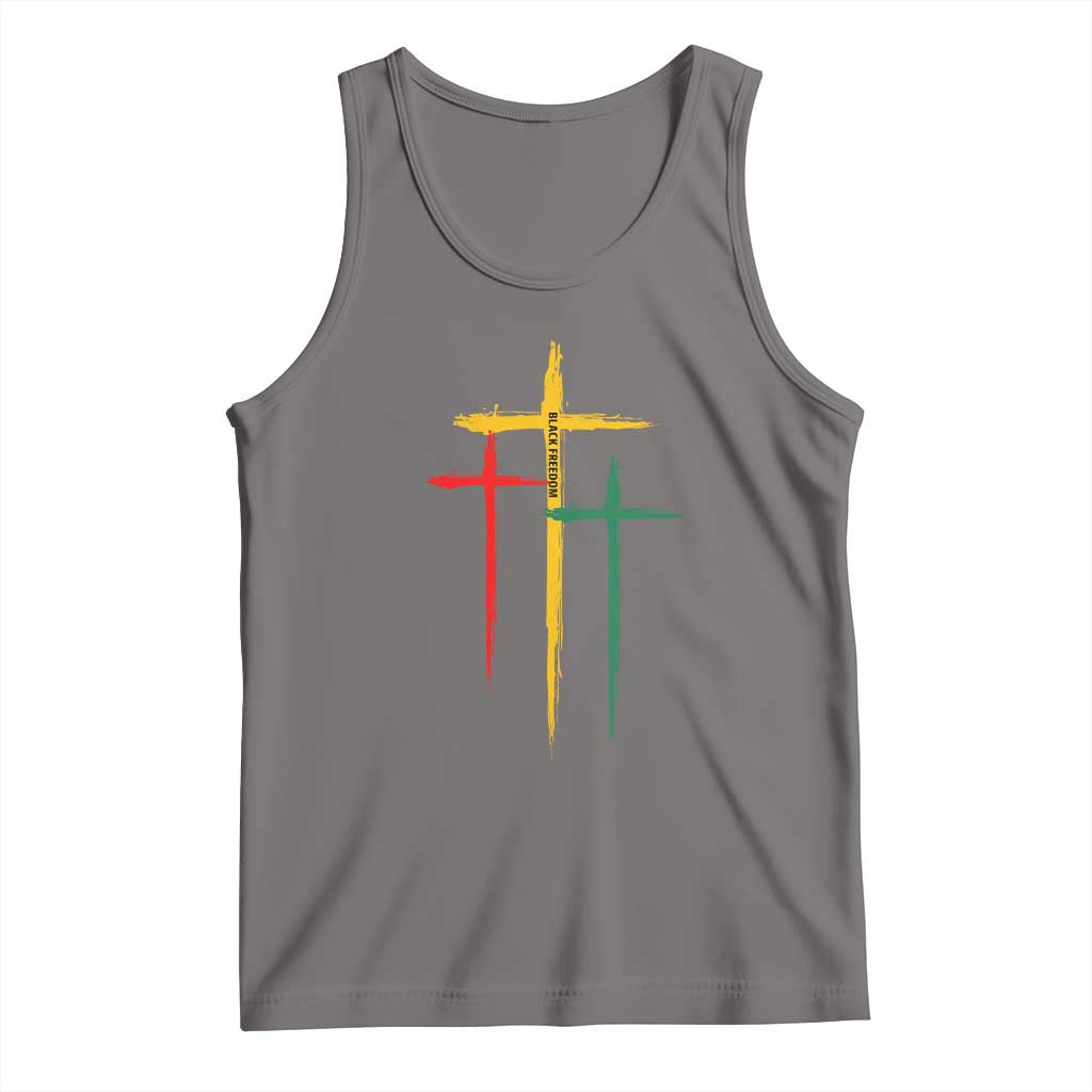 Christian Cross Juneteenth Tank Top African Black Freedom Day 1865 TS01 Deep Heather Print Your Wear