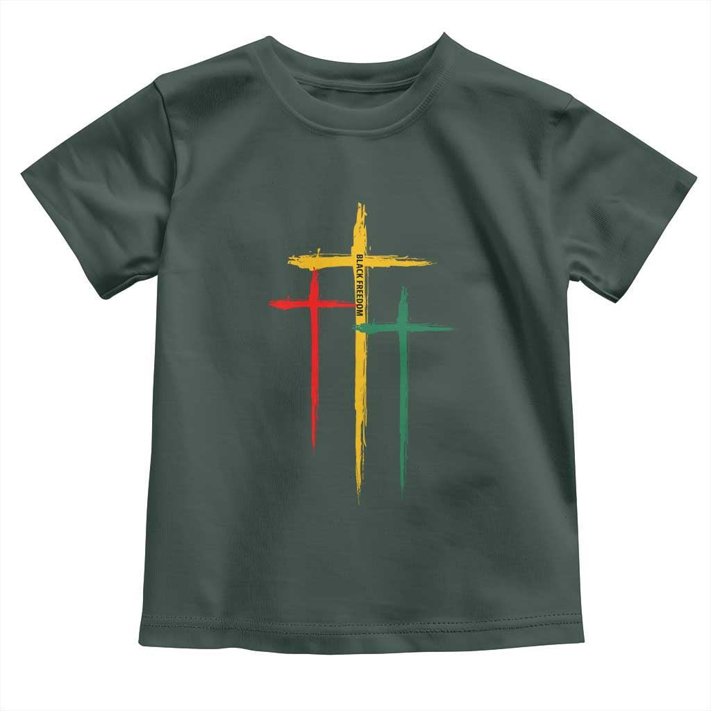 Christian Cross Juneteenth Toddler T Shirt African Black Freedom Day 1865 TS01 Dark Forest Green Print Your Wear