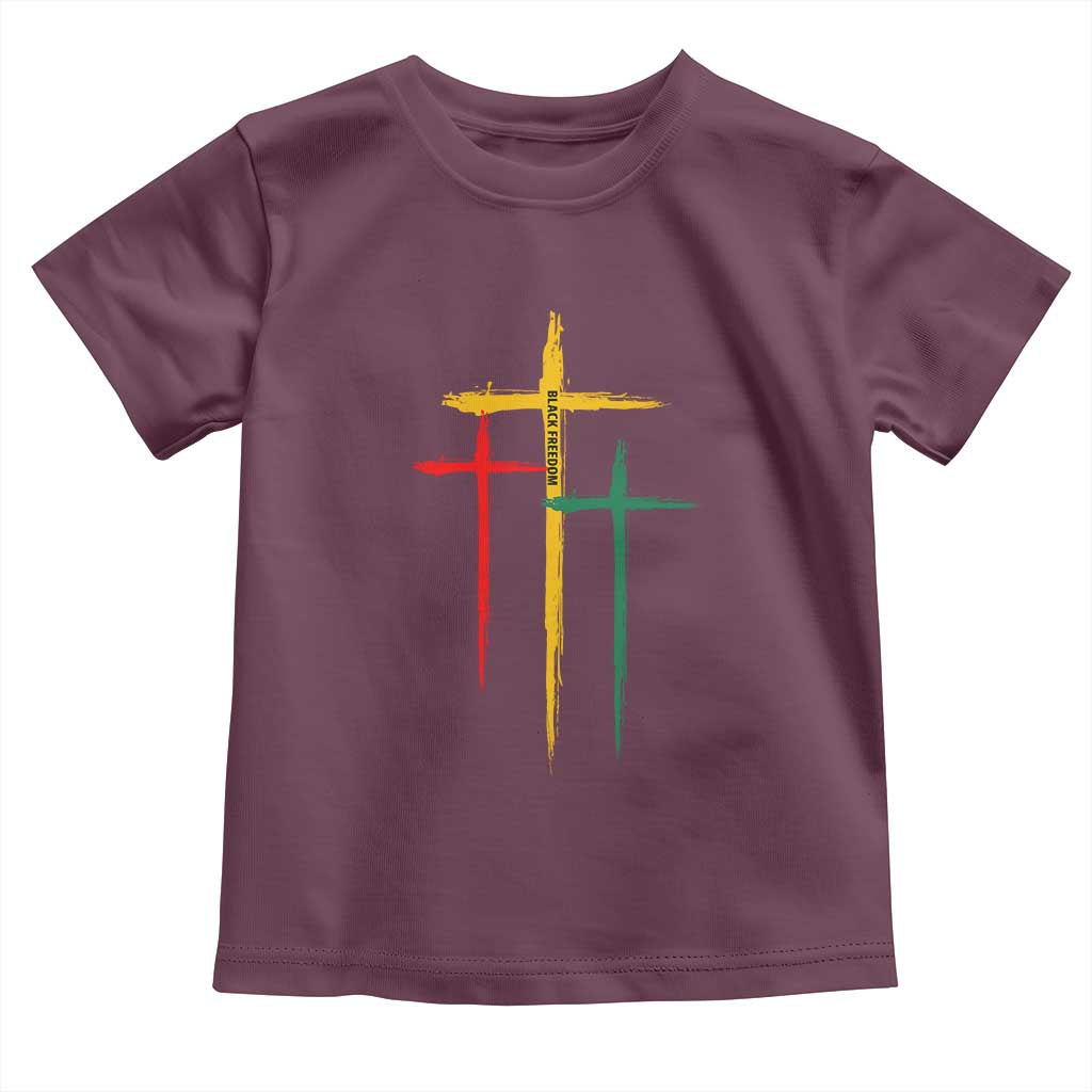 Christian Cross Juneteenth Toddler T Shirt African Black Freedom Day 1865 TS01 Maroon Print Your Wear