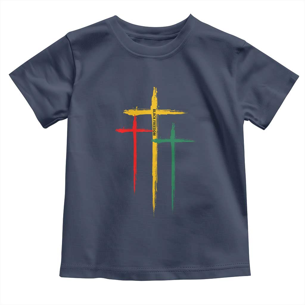 Christian Cross Juneteenth Toddler T Shirt African Black Freedom Day 1865 TS01 Navy Print Your Wear