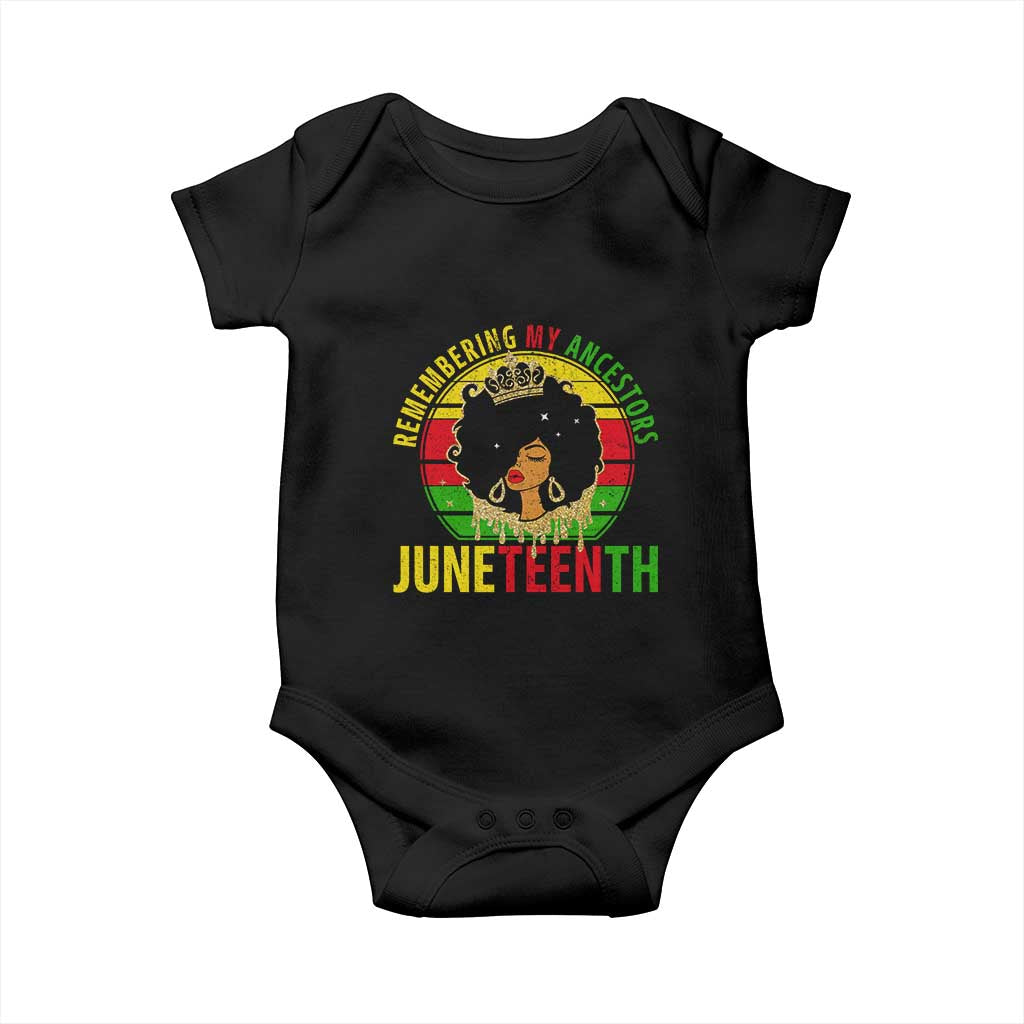 Vintage Juneteenth Baby Onesie Remembering My Ancestors TS01 Black Print Your Wear
