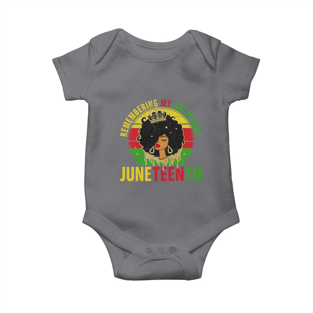 Vintage Juneteenth Baby Onesie Remembering My Ancestors TS01 Charcoal Print Your Wear