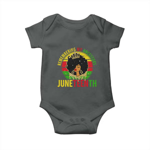 Vintage Juneteenth Baby Onesie Remembering My Ancestors TS01 Dark Heather Print Your Wear