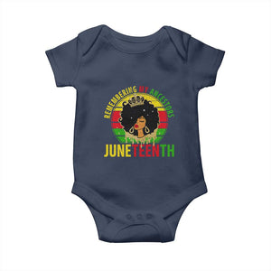 Vintage Juneteenth Baby Onesie Remembering My Ancestors TS01 Navy Print Your Wear