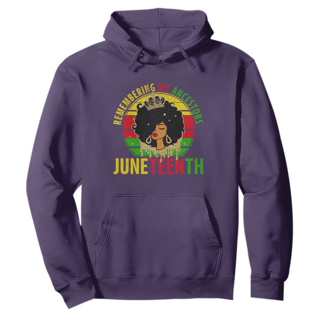 Vintage Juneteenth Hoodie Remembering My Ancestors TS01 Purple Printyourwear