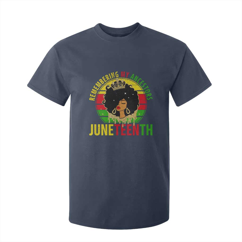 Vintage Juneteenth T Shirt For Kid Remembering My Ancestors TS01 Navy Print Your Wear