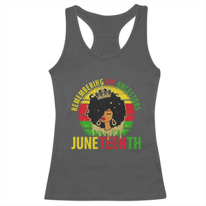 Vintage Juneteenth Racerback Tank Top Remembering My Ancestors TS01 Dark Heather Print Your Wear
