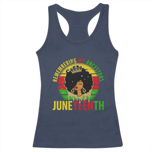 Vintage Juneteenth Racerback Tank Top Remembering My Ancestors TS01 Navy Print Your Wear