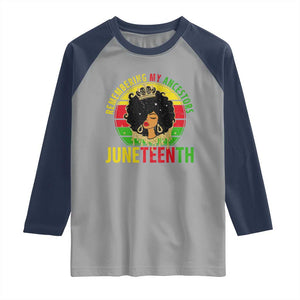 Vintage Juneteenth Raglan Shirt Remembering My Ancestors TS01 Sport Gray Navy Print Your Wear