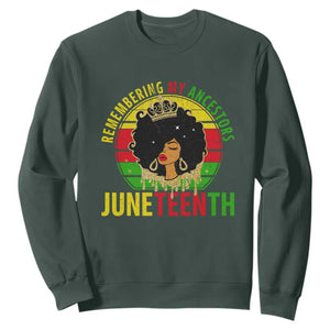 Vintage Juneteenth Sweatshirt Remembering My Ancestors TS01 Dark Forest Green Printyourwear