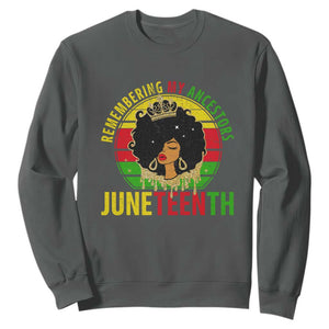 Vintage Juneteenth Sweatshirt Remembering My Ancestors TS01 Dark Heather Printyourwear