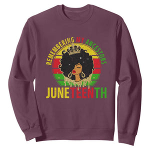 Vintage Juneteenth Sweatshirt Remembering My Ancestors TS01 Maroon Printyourwear