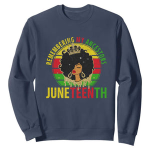 Vintage Juneteenth Sweatshirt Remembering My Ancestors TS01 Navy Printyourwear