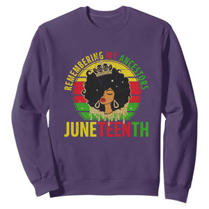 Vintage Juneteenth Sweatshirt Remembering My Ancestors TS01 Purple Printyourwear