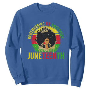 Vintage Juneteenth Sweatshirt Remembering My Ancestors TS01 Royal Blue Printyourwear
