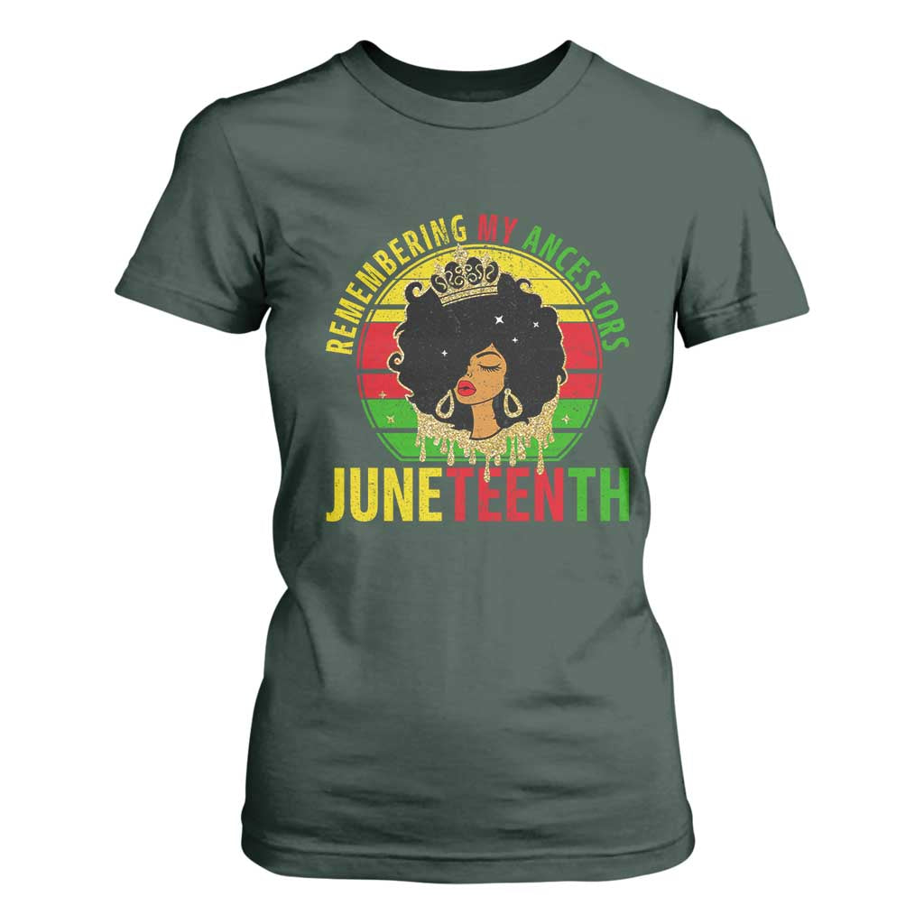 Vintage Juneteenth T Shirt For Women Remembering My Ancestors TS01 Dark Forest Green Print Your Wear