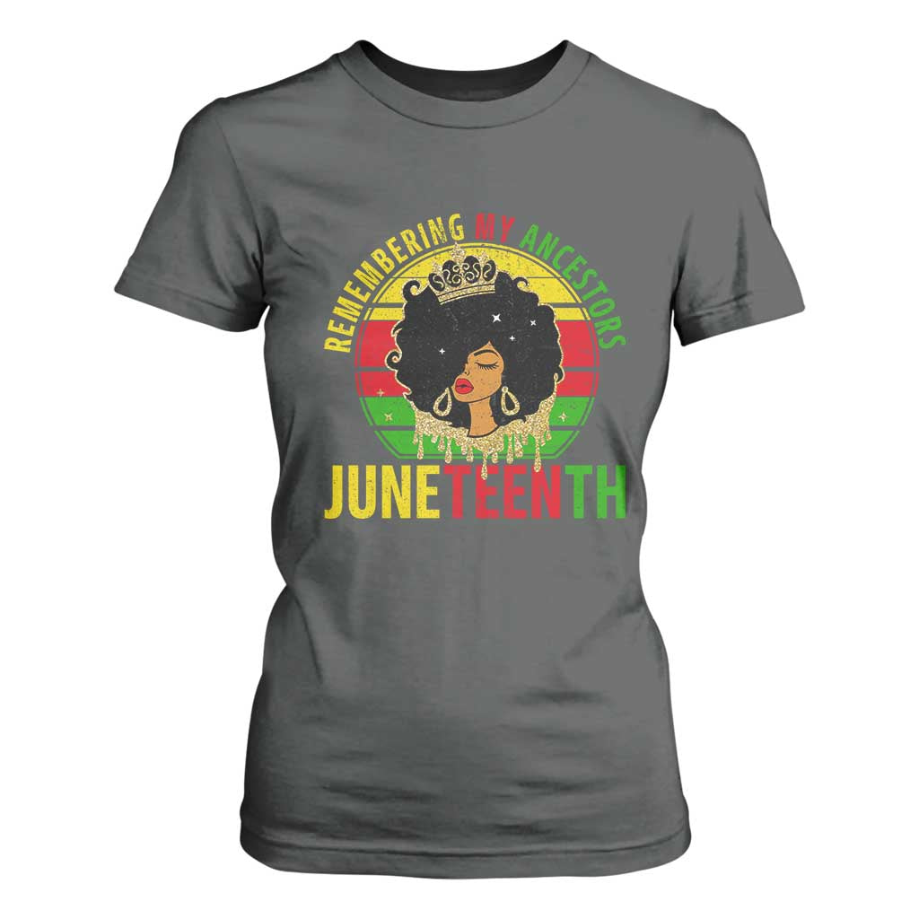 Vintage Juneteenth T Shirt For Women Remembering My Ancestors TS01 Dark Heather Print Your Wear