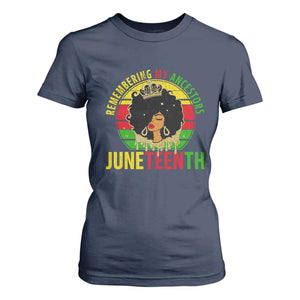 Vintage Juneteenth T Shirt For Women Remembering My Ancestors TS01 Navy Print Your Wear