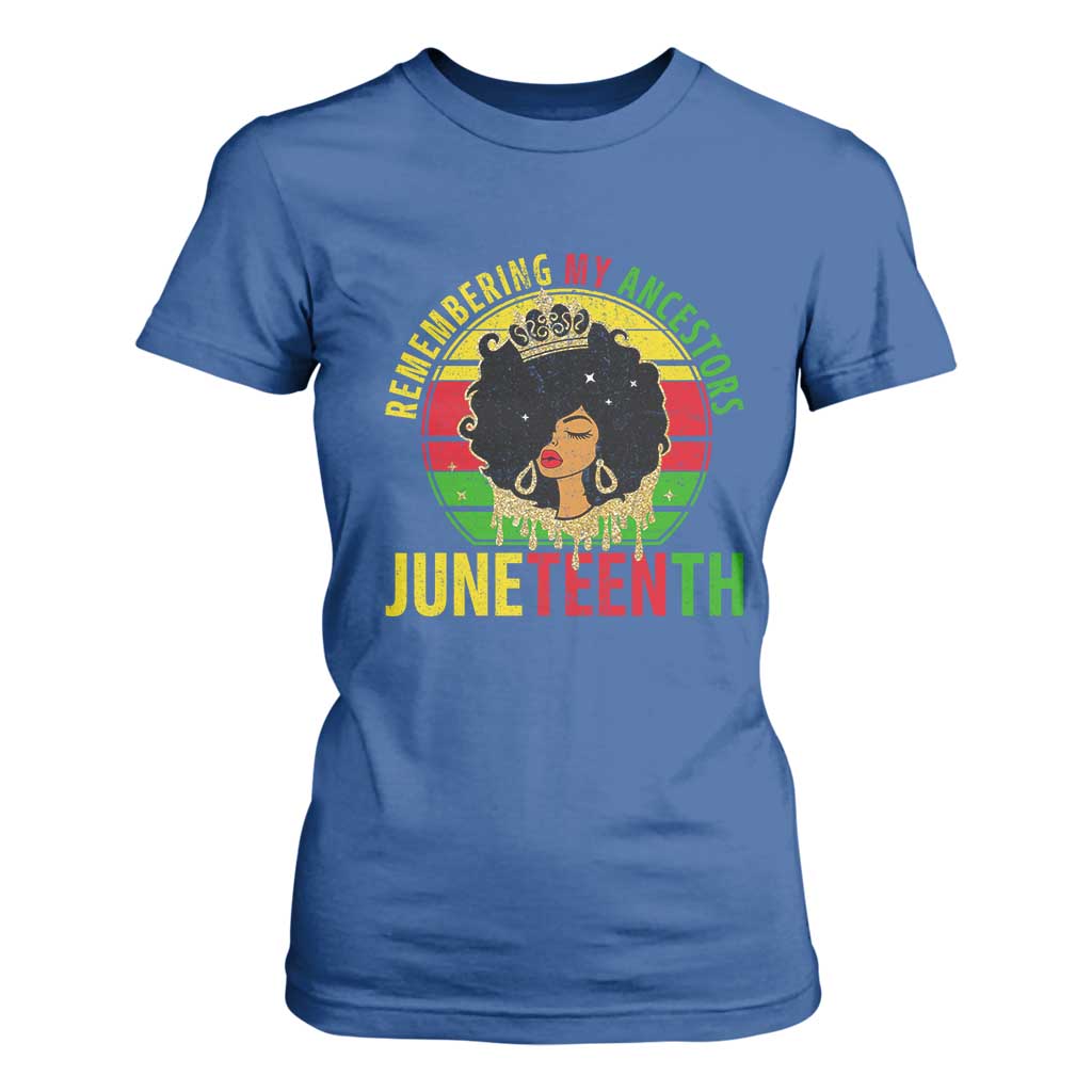 Vintage Juneteenth T Shirt For Women Remembering My Ancestors TS01 Royal Blue Print Your Wear