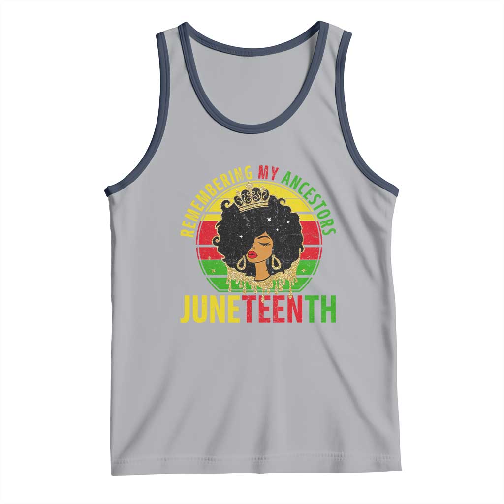 Vintage Juneteenth Tank Top Remembering My Ancestors TS01 Athletic Heather Navy Print Your Wear