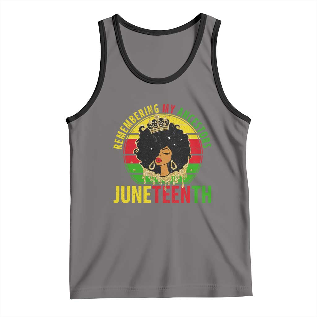 Vintage Juneteenth Tank Top Remembering My Ancestors TS01 Deep Heather Black Print Your Wear