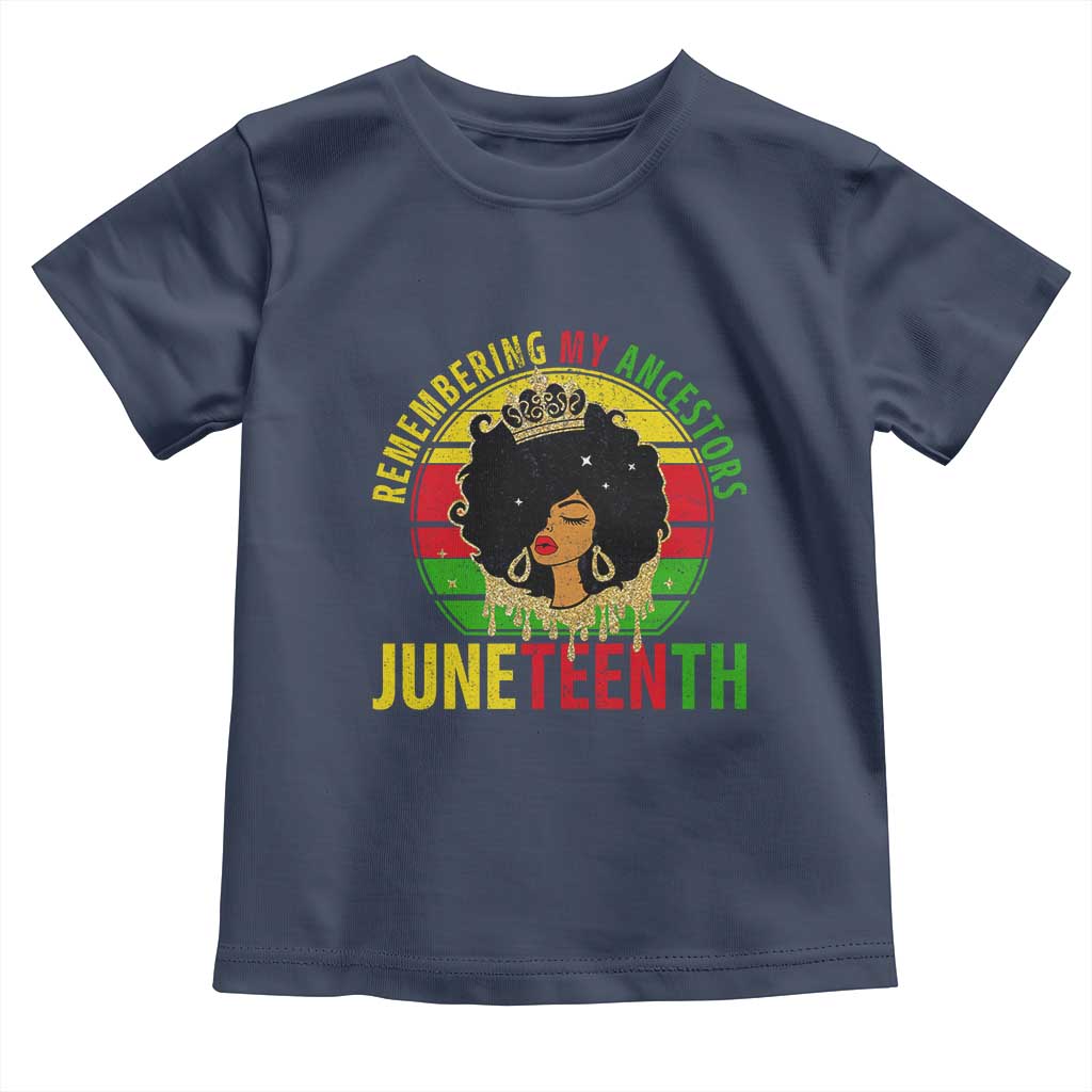 Vintage Juneteenth Toddler T Shirt Remembering My Ancestors TS01 Navy Print Your Wear