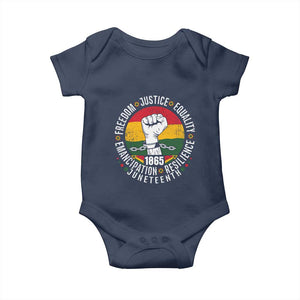 Juneteenth Raised Fist Baby Onesie Freedom Justice Equality Emancipation Resilience TS01 Navy Print Your Wear