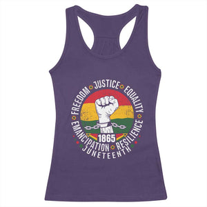 Juneteenth Raised Fist Racerback Tank Top Freedom Justice Equality Emancipation Resilience TS01 Purple Print Your Wear