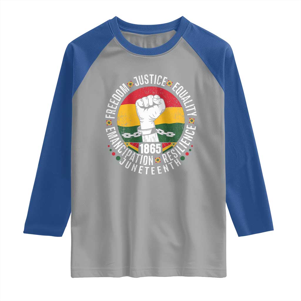 Juneteenth Raised Fist Raglan Shirt Freedom Justice Equality Emancipation Resilience TS01 Sport Gray Royal Print Your Wear