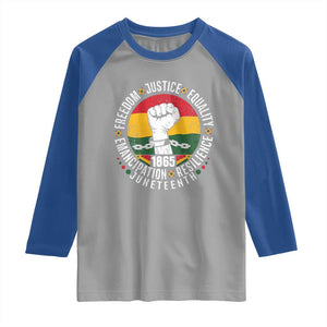 Juneteenth Raised Fist Raglan Shirt Freedom Justice Equality Emancipation Resilience TS01 Sport Gray Royal Print Your Wear